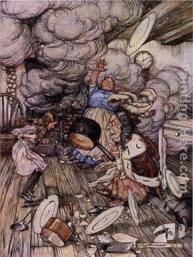 Alice in Wonderland Pig and Pepper painting - Arthur Rackham Alice in Wonderland Pig and Pepper art painting